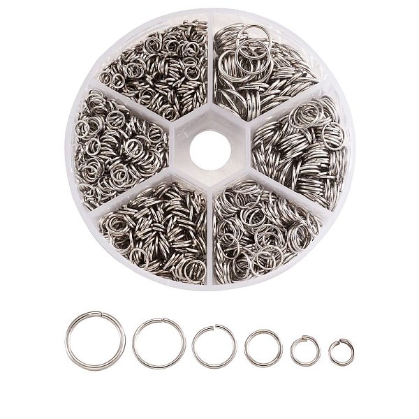 PandaHall 1600 pcs Iron Open Jump Rings, Metal Connectors for DIY Jewelry Crafting and Keychain Accessories, Nickel Free, Platinum, 18~21...