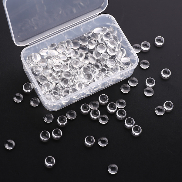 PandaHall 200Pcs Transparent Glass Cabochons, Clear Dome Cabochon for Cameo Photo Pendant Jewelry Making, Clear, 7.5~8x3mm Glass Flat Round...