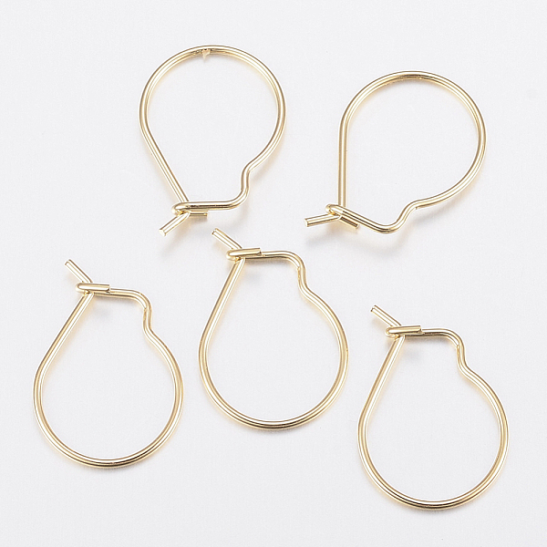 PandaHall 304 Stainless Steel Earring Hooks, Ear Wire, Golden, 18x13x0.8mm 304 Stainless Steel