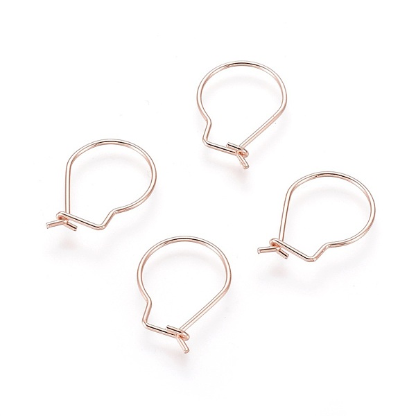 PandaHall 304 Stainless Steel Earring Hooks, Ear Wire, Rose Gold, 18x13x0.8mm 304 Stainless Steel