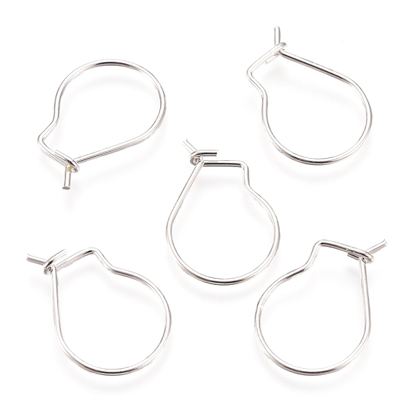 PandaHall 304 Stainless Steel Earring Hooks, Ear Wire, Silver, 18x13x0.8mm 304 Stainless Steel