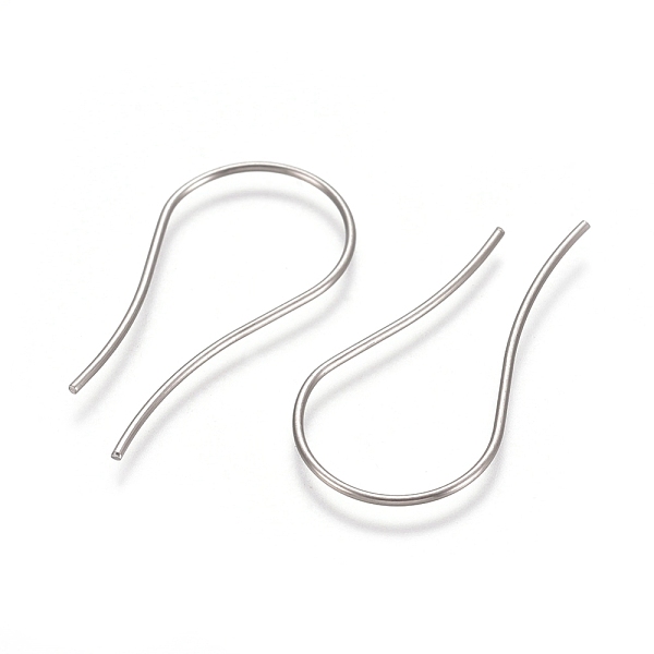 PandaHall 304 Stainless Steel Earring Hooks, Ear Wire, Stainless Steel Color, 30x0.8mm 304 Stainless Steel