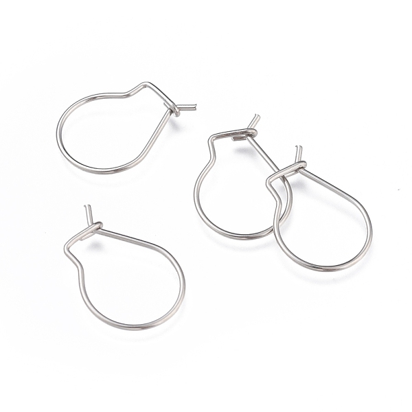 PandaHall 304 Stainless Steel Earring Hooks, Ear Wire, Stainless Steel Color, 18x13x0.8mm 304 Stainless Steel