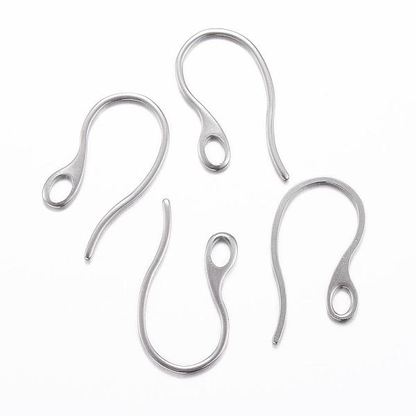 PandaHall 304 Stainless Steel Earring Hooks, Ear Wire, with Horizontal Loop, Stainless Steel Color, 22x11.5x1mm, Hole: 2.5x3.5mm 304...