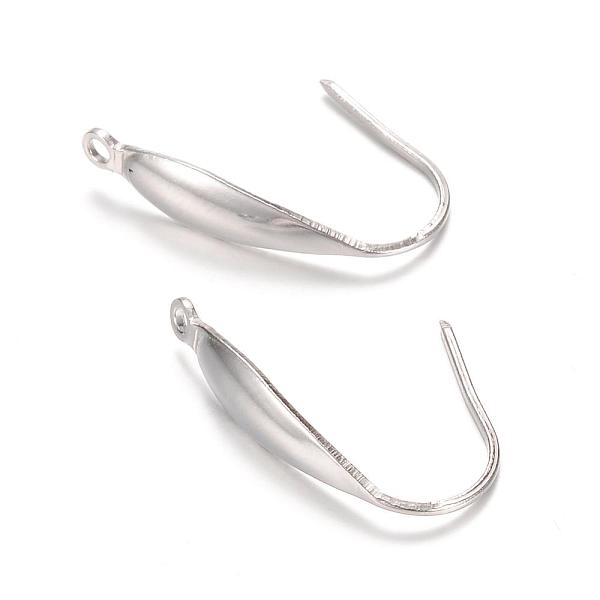 PandaHall 304 Stainless Steel Earring Hooks, Ear Wire, with Vertical Loop, Stainless Steel Color, 20x4mm, Hole: 1mm 304 Stainless Steel