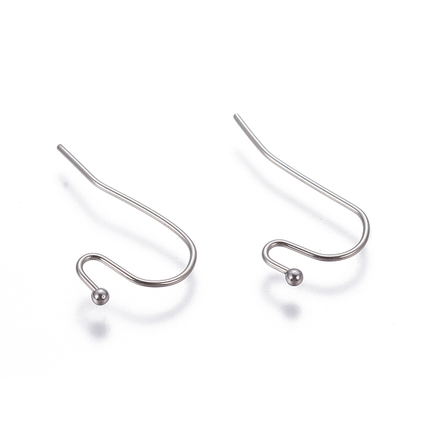 PandaHall 304 Stainless Steel Earring Hooks, Stainless Steel Color, 21x12x0.7mm 304 Stainless Steel