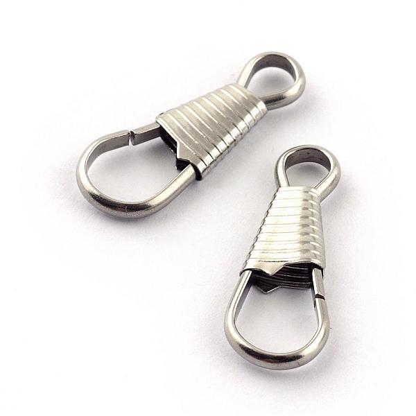 PandaHall 304 Stainless Steel Keychain Clasp Findings, Stainless Steel Color, 25x9.5x3mm 304 Stainless Steel Others