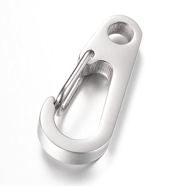 PandaHall 304 Stainless Steel Keychain Clasp Findings, Stainless Steel Color, 33x14x5mm 304 Stainless Steel Others