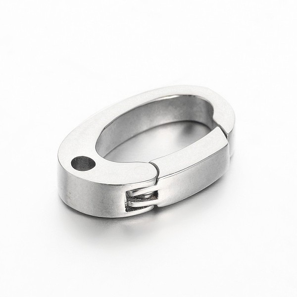 PandaHall 304 Stainless Steel Keychain Clasp Findings, Stainless Steel Color, 15x9.5x3mm, hole: 1.5mm 304 Stainless Steel