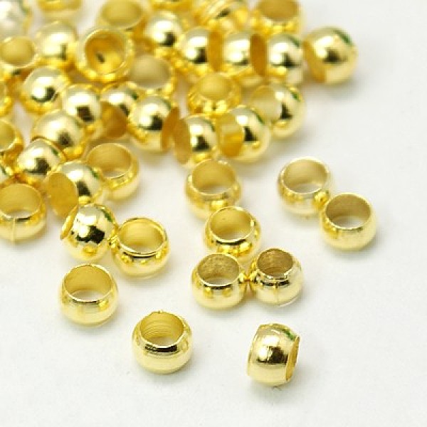 PandaHall Brass Crimp Beads, Rondelle, Golden, 3mm, Hole: 2mm Brass Rondelle