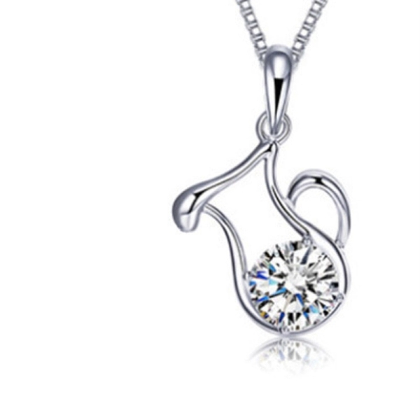 PandaHall Brass Micro Pave Cubic Zirconia Pendants, Aquarius, Clear, Platinum Brass+Cubic Zirconia Constellation Clear