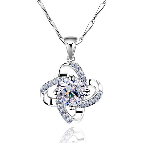 PandaHall Brass Micro Pave Cubic Zirconia Pendants, Clover, Clear, Platinum Brass+Cubic Zirconia Clover Clear