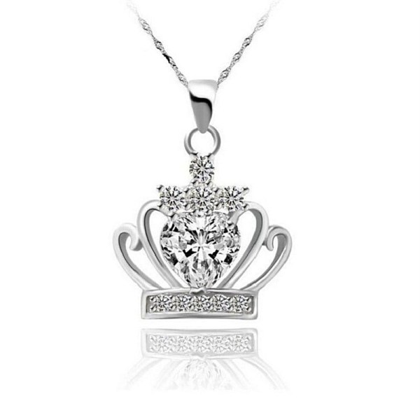 PandaHall Brass Micro Pave Cubic Zirconia Pendants, Crown, Clear, Platinum Brass+Cubic Zirconia Clear