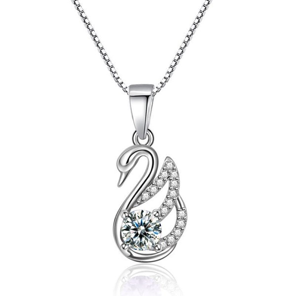 PandaHall Brass Micro Pave Cubic Zirconia Pendants, Swan, Clear, Platinum Brass+Cubic Zirconia Others Clear