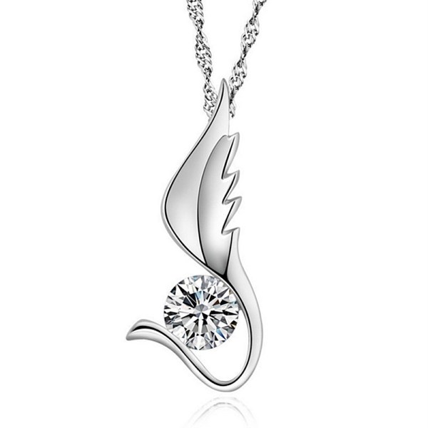 PandaHall Brass Micro Pave Cubic Zirconia Pendants, Wing, Clear, Platinum Brass+Cubic Zirconia Wing Clear