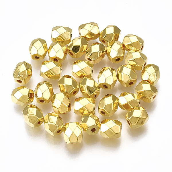 PandaHall CCB Plastic Beads, Faceted, Oval, Golden, 6x5.5x5mm, Hole: 1.2mm, about 1606pcs/206g Plastic Oval