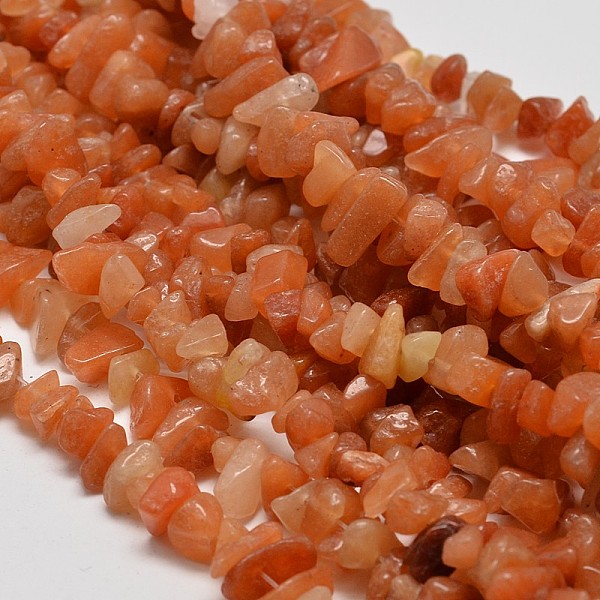 PandaHall Chip Natural Aventurine Beads Strands, 5~8x5~8mm, Hole: 1mm, 32 inch Red Aventurine Chip Brown