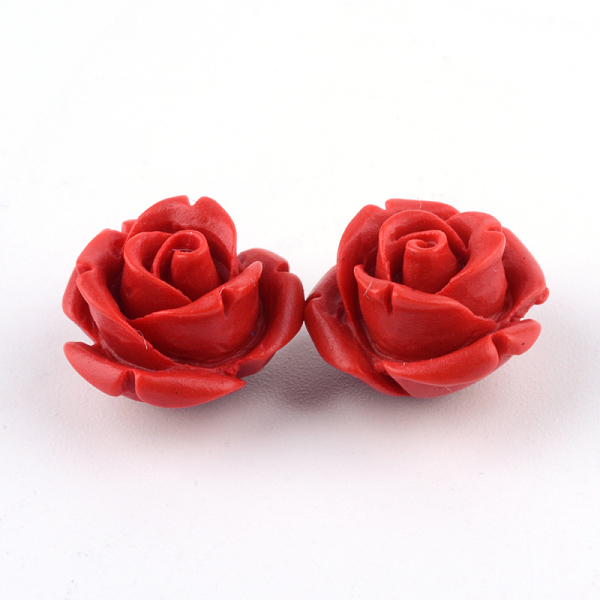 PandaHall Cinnabar Beads, Rose, FireBrick, 10x10x8mm, Hole: 1.5mm Cinnabar Flower Red