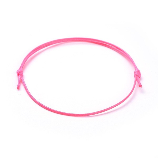 PandaHall Eco-Friendly Korean Waxed Polyester Cord Bracelet Making, Hot Pink, 10-5/8 inch~11 inch(27~28cm), 1mm Waxed Polyester Cord Pink