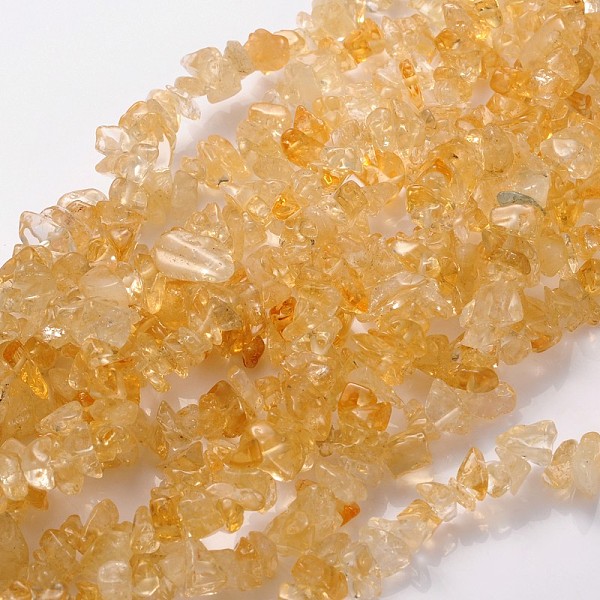 PandaHall Gemstone Beads Strands, Natural Citrine, Dyed & Heated, Yellow, 5~8x5mm, Hole: 0.3mm, 32 inch Citrine Chip Yellow