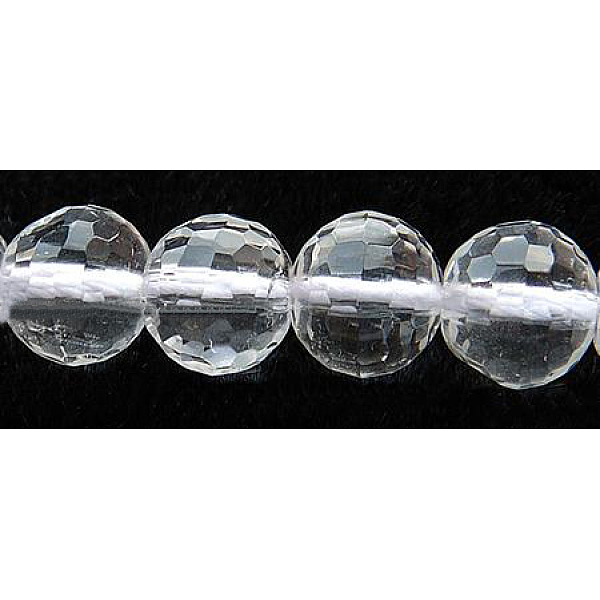 PandaHall Gemstone Beads Strands, Quartz Crystal, Faceted(128 Facets), Round, Synthetic Crystal, 4mm, Hole: 0.8mm, about 100pcs/strand...