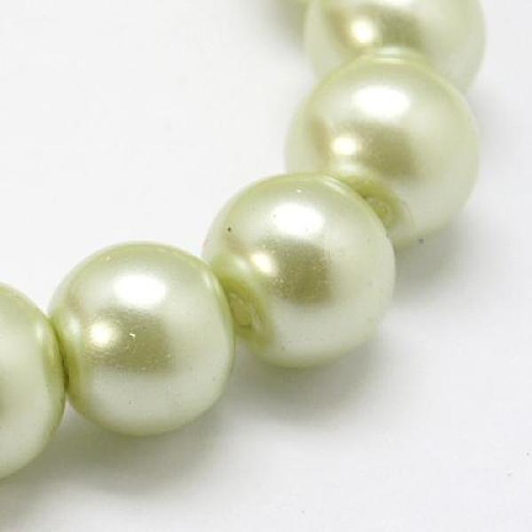 PandaHall Glass Pearl Beads Strands, Pearlized, Round, Honeydew, Size: about 6mm in diameter, hole: 1mm, about 140pcs/strand Glass Round...