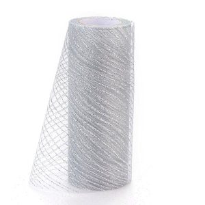 PandaHall Glitter Deco Mesh Ribbons, Tulle Fabric, for Wedding Party Decoration, Skirts Decoration Making, Silver, 5.9 inch(15cm)...