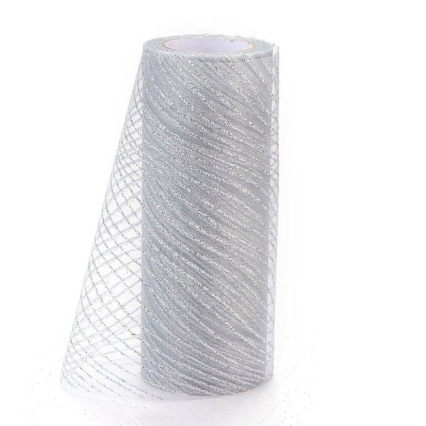 PandaHall Glitter Deco Mesh Ribbons, Tulle Fabric, for Wedding Party Decoration, Skirts Decoration Making, Silver, 5.9 inch(15cm)…