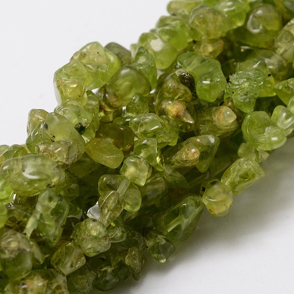 PandaHall Grade A Natural Peridot Chip Bead Strands, 5~8x5~8mm, Hole: 1mm, about 32~32.5 inch Peridot Chip