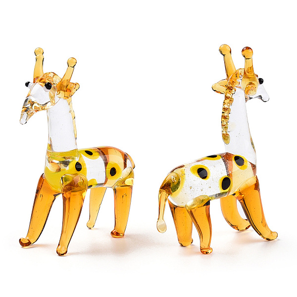 PandaHall Handmade Lampwork Display Decorations, for Home Decorations, Giraffe, Orange, 73~74.5x56~66x20~21mm Lampwork Other Animal Orange