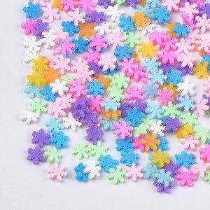 PandaHall Handmade Polymer Clay Nail Art Decoration, Fashion Nail Care, No Hole, Snowflake, Mixed Color, 5~6.5x4~5x0.5~1.5mm Polymer Clay...