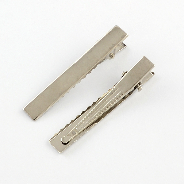 PandaHall Iron Hair Accessories Findings, Alligator Hair Clip Findings, Platinum, 56x8mm Iron