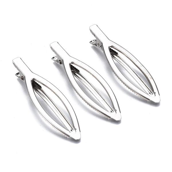 PandaHall Iron Hair Accessories Findings, Alligator Hair Clip Findings, Platinum, 73x20mm Iron