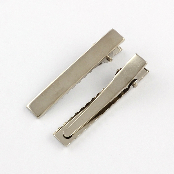 PandaHall Iron Hair Accessories Findings, Alligator Hair Clip Findings, Platinum, 46x8mm Iron