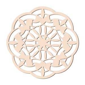 PandaHall Laser Cut Wooden Wall Sculpture, Torus Wall Art, Home Decor Meditation Symbol, Yoga Hanging Artwork, Flower Pattern, 310x6mm Wood...