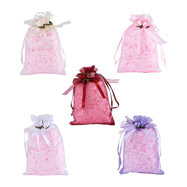 PandaHall Magibeads 50 Pcs 5 Colors Organza DIY Craft Drawstring Bag, for Valentine Birthday Wedding Party Candy Wrapping, Mixed Color...