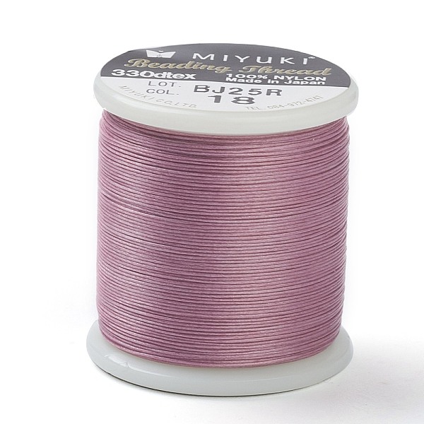 PandaHall MIYUKI Beading Nylon Thread B, 330 DTEX/0.203mm/0.008", for Seed Beads, #18, Old Rose, 55 yards(50 meters)/roll Nylon