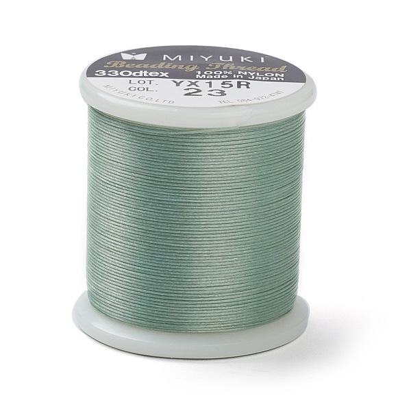 PandaHall MIYUKI Beading Nylon Thread B, 330 DTEX/0.203mm/0.008", for Seed Beads, #23, Medium Aquamarine, 55 yards(50 meters)/roll Nylon