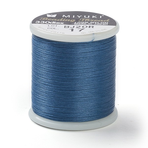 PandaHall MIYUKI Beading Nylon Thread B, 330 DTEX/0.203mm/0.008", for Seed Beads, #17, Steel Blue, 55 yards(50 meters)/roll Nylon