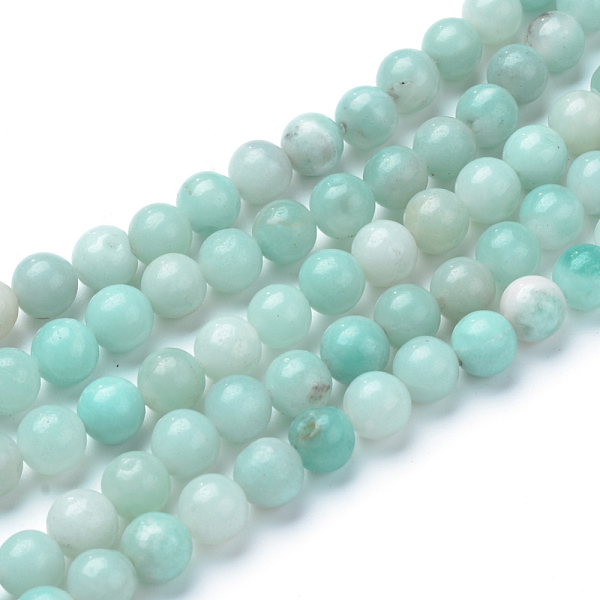 PandaHall Natural Amazonite Beads Strands, Round, 4~4.5mm, Hole: 1mm, about 83~93pcs/strand, 14.5~15.3 inch Amazonite Round