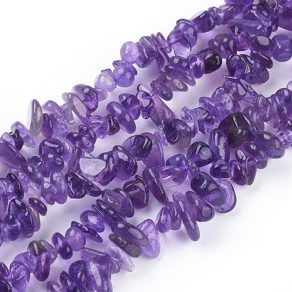 PandaHall Natural Amethyst Beads Strands, Chips, 5~8mm, Hole: 0.6mm, 31~32 inch Amethyst Chip Purple