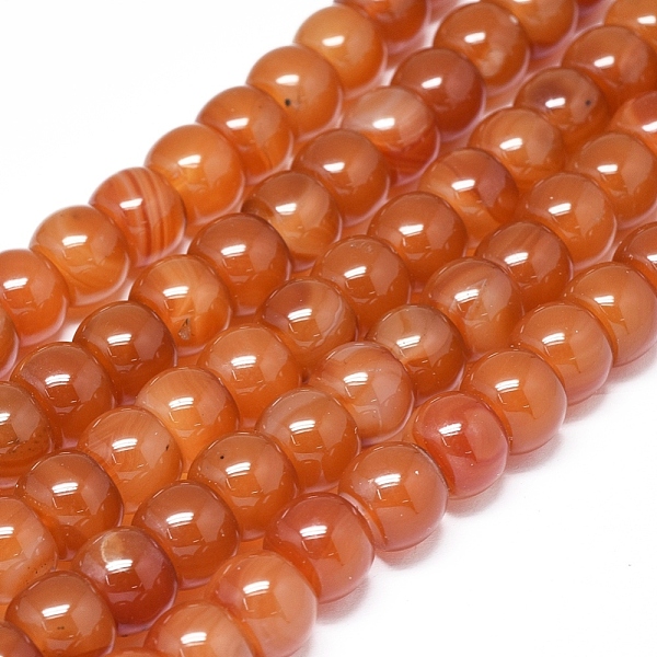 PandaHall Natural Banded Agate/Striped Agate Beads Strands, Dyed & Heated, Rondelle, 13~13.5x10mm, Hole: 1mm, about 39 pcs/Strand, 15.16''...