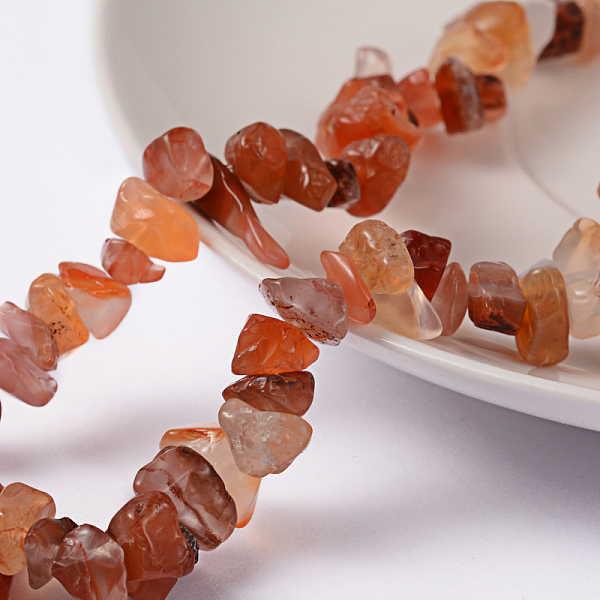 PandaHall Natural Carnelian Chips Beads Strands, Dyed, 5~8mm, Hole: 0.3mm, 32~34 inch Carnelian Chip Red