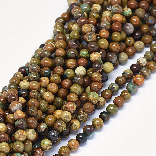 PandaHall Natural Chrysocolla Beads Strands, Round, 5~6mm, Hole: 0.8mm, about 69~70pcs/strand, 15.5~16.3inch(39.5~41.5cm) Chrysocolla Round