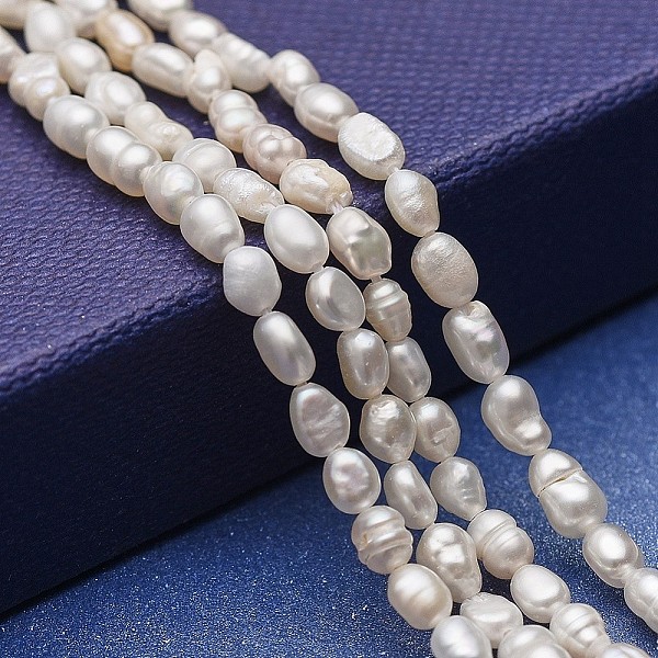 PandaHall Natural Cultured Freshwater Pearl Beads Strands, Potato, White, 3~6.5x3~4mm, Hole: 0.5mm, about 69~76pcs/strand, 12.79~13.38 inch...