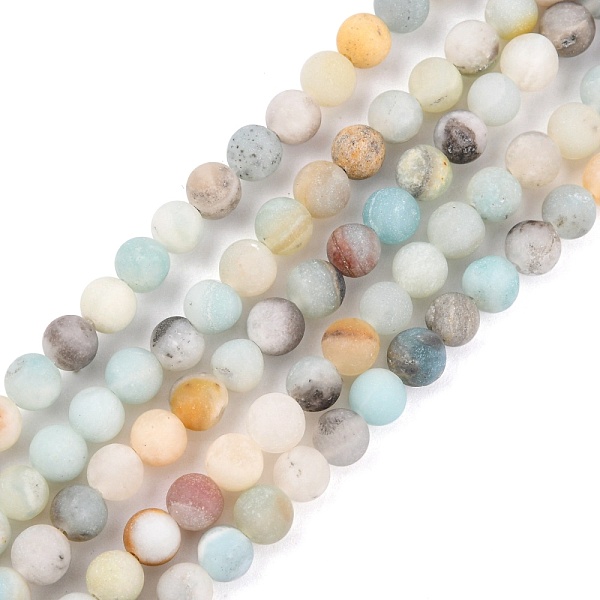 PandaHall Natural Flower Amazonite Beads Strands, Frosted, Round, 6mm, Hole: 1mm, about 56~59pcs/strand, 15 inch(38cm) Flower Amazonite...