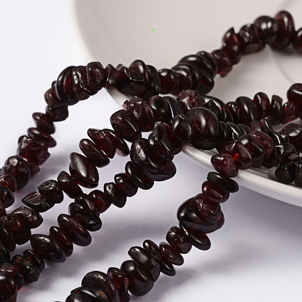 PandaHall Natural Garnet Beads Strands, Chips, 5~8mm, Hole: 0.5~0.8mm, 32 inch Garnet Chip Red