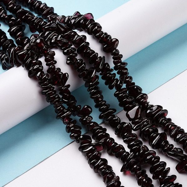 PandaHall Natural Garnet Beads Strands, Chips, 5~8mm, Hole: 0.5~0.8mm, 32 inch Garnet Chip