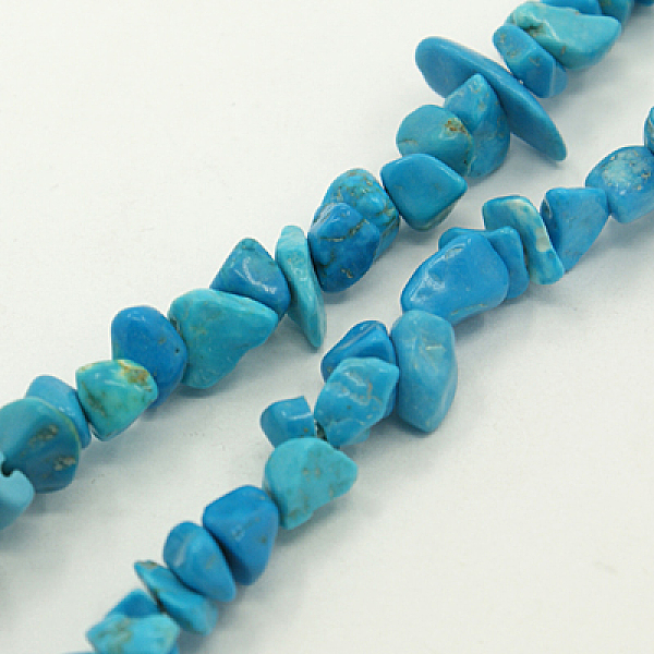 PandaHall Natural Howlite Chips Beads Strands, Dyed, 5~8mm, Hole: 0.3mm, about 32~34 inch Howlite Chip Blue