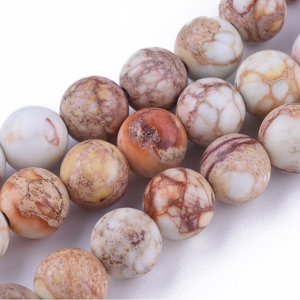 PandaHall Natural Imperial Jasper Beads Strands, Dyed, Round, BurlyWood, 8mm, Hole: 1mm, about 47~48pcs/strand, 15.1 inch(38.5cm) Imperial...